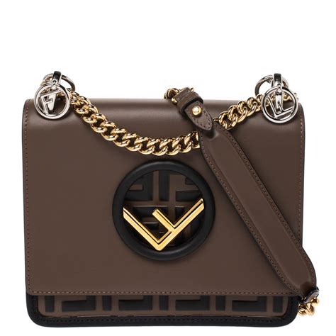 fendi kan i f brown|Fendi Kan I F Shoulder Bag Brown in Leather with .